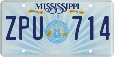 MS license plate ZPU714