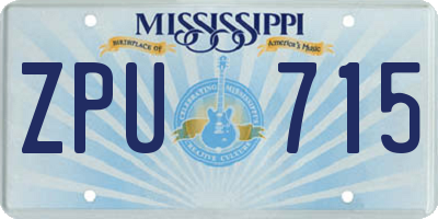 MS license plate ZPU715