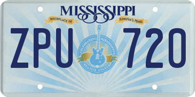 MS license plate ZPU720