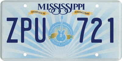 MS license plate ZPU721