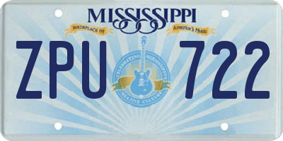 MS license plate ZPU722