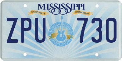 MS license plate ZPU730