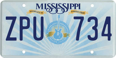 MS license plate ZPU734