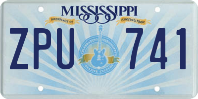 MS license plate ZPU741