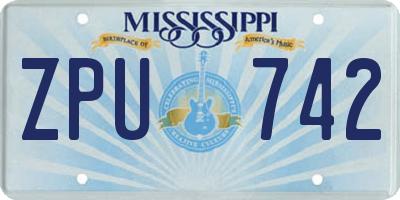 MS license plate ZPU742