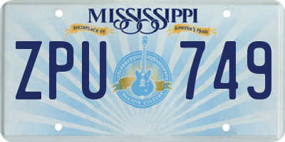 MS license plate ZPU749