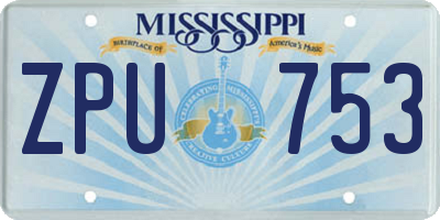 MS license plate ZPU753