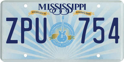 MS license plate ZPU754