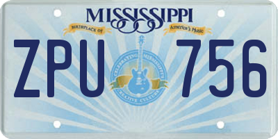 MS license plate ZPU756
