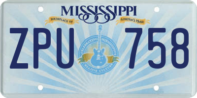MS license plate ZPU758