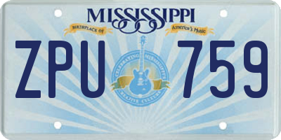 MS license plate ZPU759