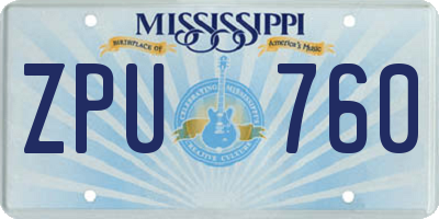 MS license plate ZPU760