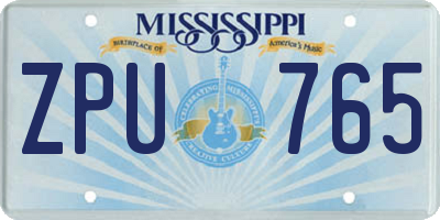 MS license plate ZPU765