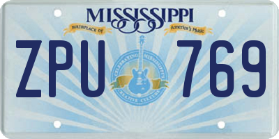 MS license plate ZPU769