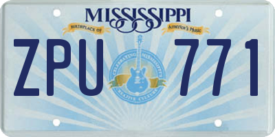 MS license plate ZPU771