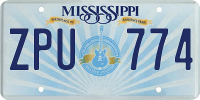 MS license plate ZPU774