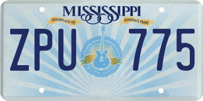 MS license plate ZPU775