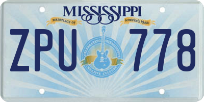 MS license plate ZPU778