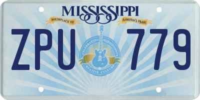 MS license plate ZPU779