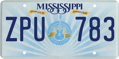 MS license plate ZPU783