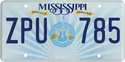 MS license plate ZPU785