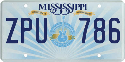 MS license plate ZPU786