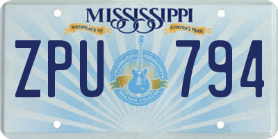 MS license plate ZPU794