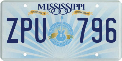 MS license plate ZPU796