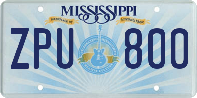 MS license plate ZPU800