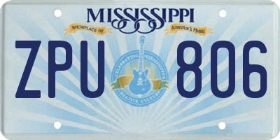 MS license plate ZPU806