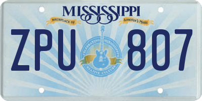 MS license plate ZPU807