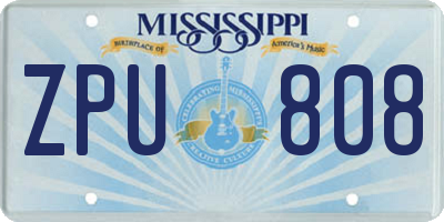 MS license plate ZPU808