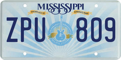 MS license plate ZPU809