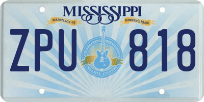 MS license plate ZPU818
