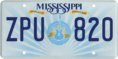 MS license plate ZPU820