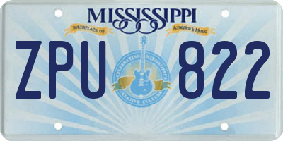 MS license plate ZPU822