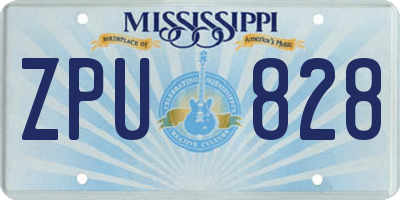MS license plate ZPU828