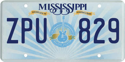 MS license plate ZPU829