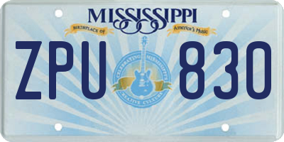 MS license plate ZPU830