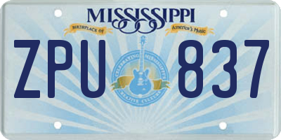 MS license plate ZPU837