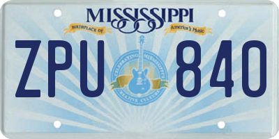 MS license plate ZPU840