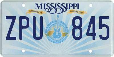 MS license plate ZPU845