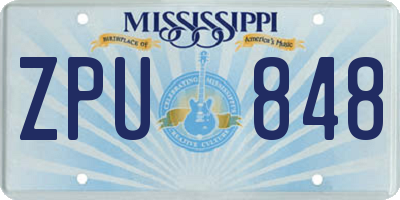 MS license plate ZPU848