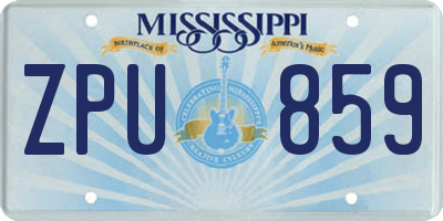 MS license plate ZPU859