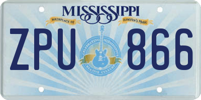 MS license plate ZPU866