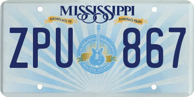 MS license plate ZPU867