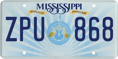 MS license plate ZPU868