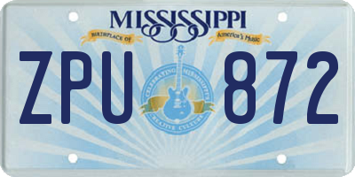 MS license plate ZPU872