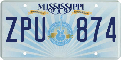 MS license plate ZPU874