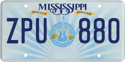 MS license plate ZPU880